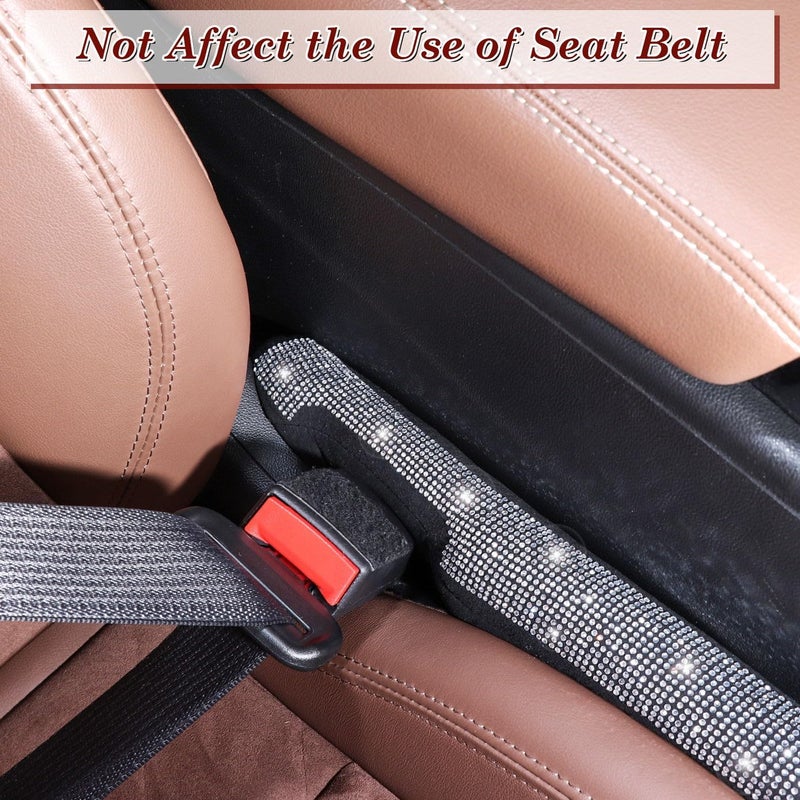 ToBeQueen Bling Car Seat Gap Filler Universal Fit for Car SUV Truck, Set of 2 Handmade Crystal Diamond Rhinestone Seat Gap Blocker Bling Car Accessories for Women(Silver) - Image 3
